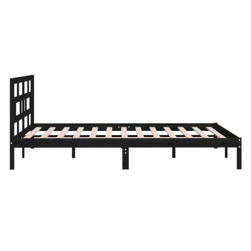  fekete tömör fa ágykeret 150 x 200 cm (King Size)
