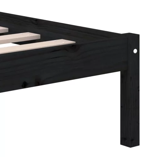  fekete tömör fa ágykeret 150 x 200 cm (King Size)