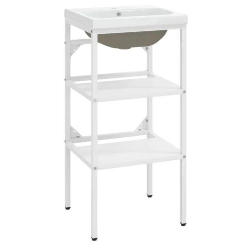  fehér vas fürdőszobai mosdókagylóváz beépített mosdóval