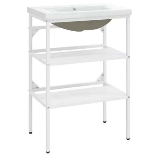  fehér vas fürdőszobai mosdókagylóváz beépített mosdóval