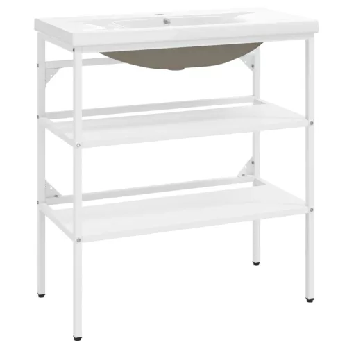  fehér vas fürdőszobai mosdókagylóváz beépített mosdóval