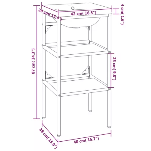  fekete vas fürdőszobai mosdókagylóváz beépített mosdóval