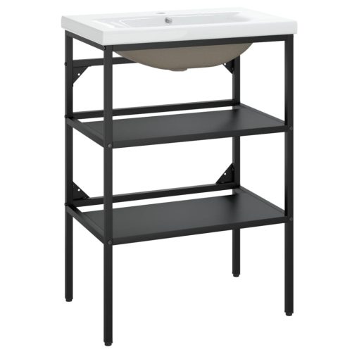  fekete vas fürdőszobai mosdókagylóváz beépített mosdóval