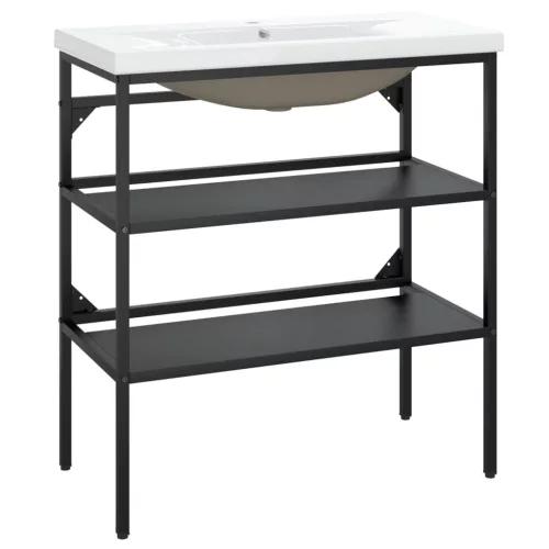  fekete vas fürdőszobai mosdókagylóváz beépített mosdóval