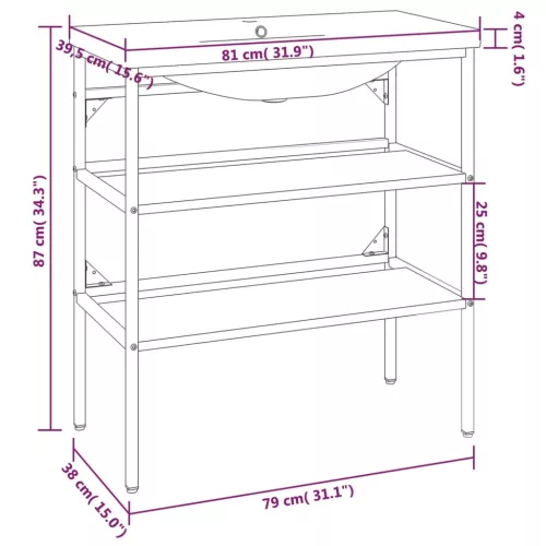  fekete vas fürdőszobai mosdókagylóváz beépített mosdóval