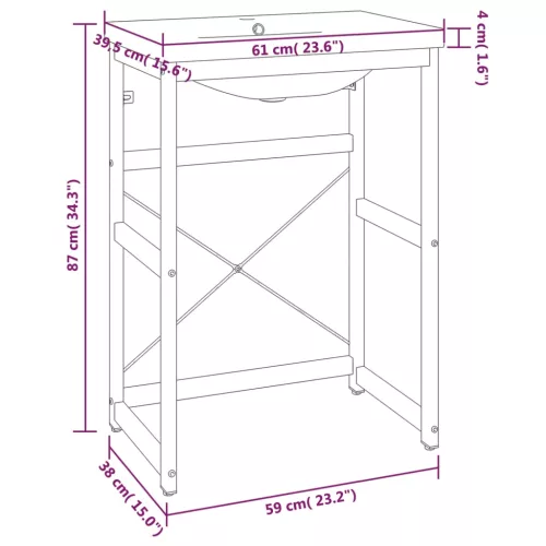  fekete vas fürdőszobai mosdókagylóváz beépített mosdóval