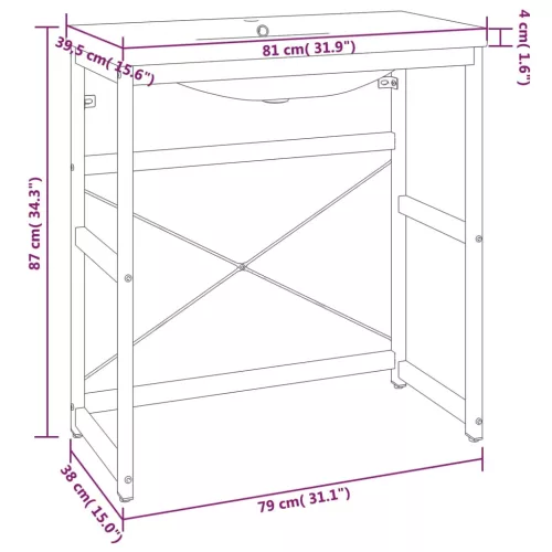  fekete vas fürdőszobai mosdókagylóváz beépített mosdóval
