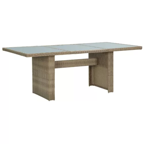  barna üveg és polyrattan kerti étkezőasztal 200 x 100 x 74 cm