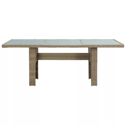  barna üveg és polyrattan kerti étkezőasztal 200 x 100 x 74 cm