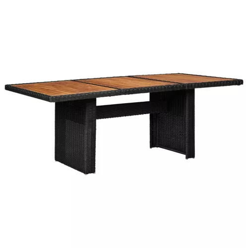  fekete polyrattan kerti étkezőasztal 200 x 100 x 74 cm