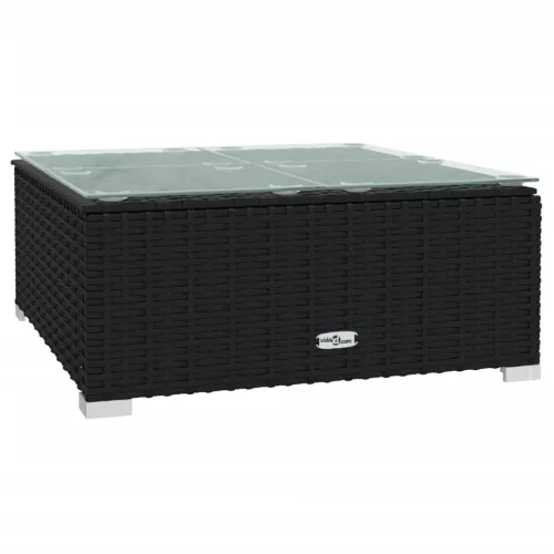  6 részes fekete polyrattan kerti ülőgarnitúra párnákkal
