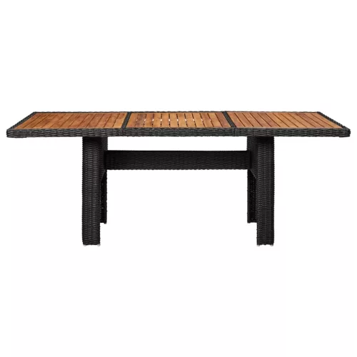  fekete polyrattan kerti étkezőasztal 200 x 100 x 74 cm