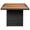  fekete polyrattan kerti étkezőasztal 200 x 100 x 74 cm