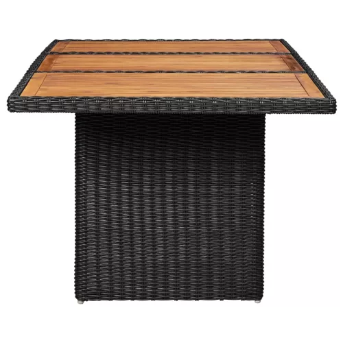  fekete polyrattan kerti étkezőasztal 200 x 100 x 74 cm