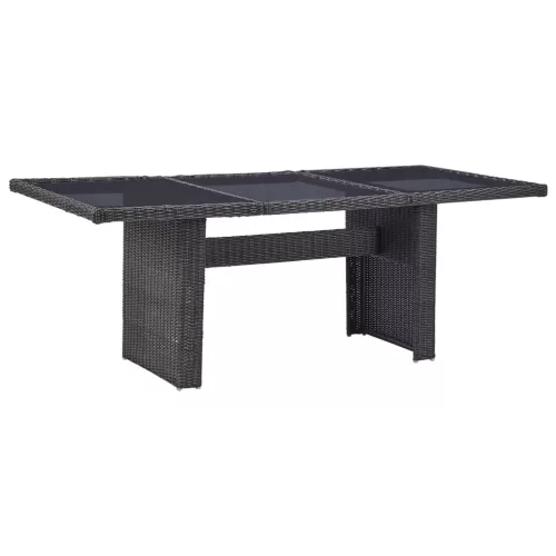  barna üveg és polyrattan kerti étkezőasztal 200 x 100 x 74 cm