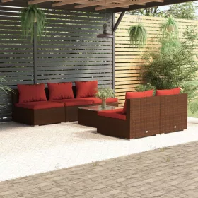    6 részes barna polyrattan kerti ülőgarnitúra párnákkal