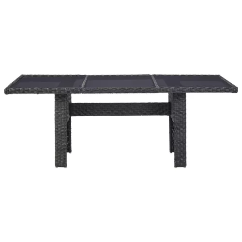  barna üveg és polyrattan kerti étkezőasztal 200 x 100 x 74 cm