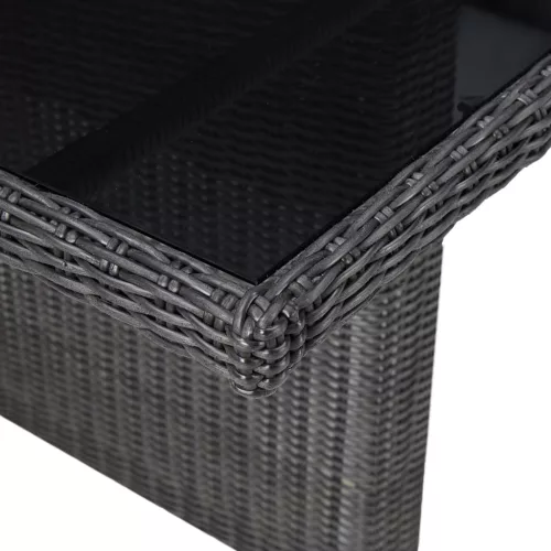  barna üveg és polyrattan kerti étkezőasztal 200 x 100 x 74 cm