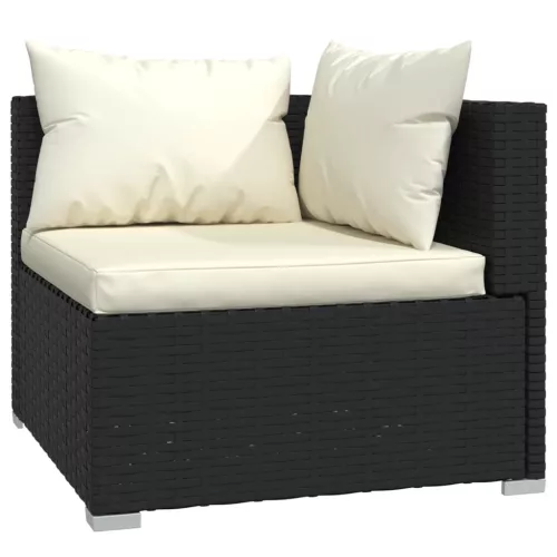  5 részes fekete polyrattan kerti ülőgarnitúra párnákkal
