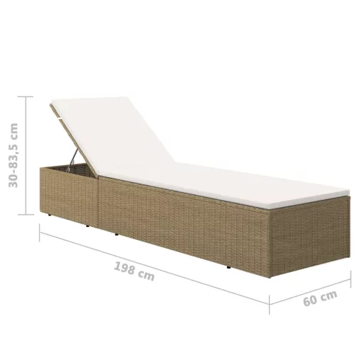  barna és krémfehér polyrattan napozóágy