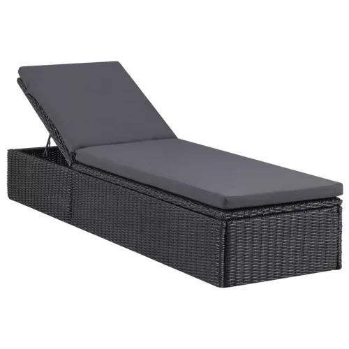  sötétszürke polyrattan napozóágy