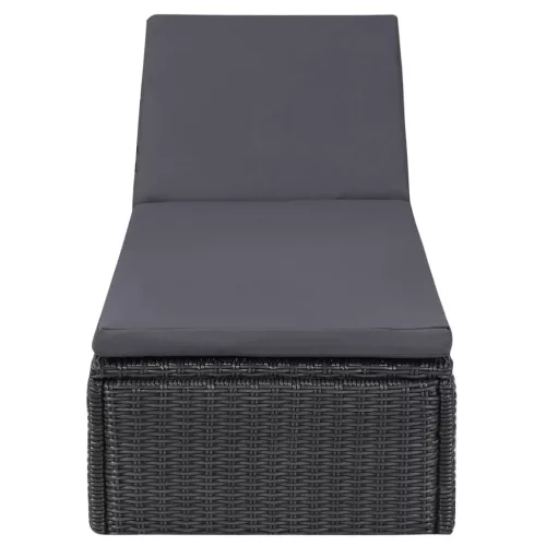  sötétszürke polyrattan napozóágy