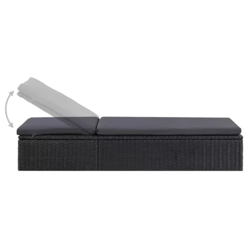  sötétszürke polyrattan napozóágy