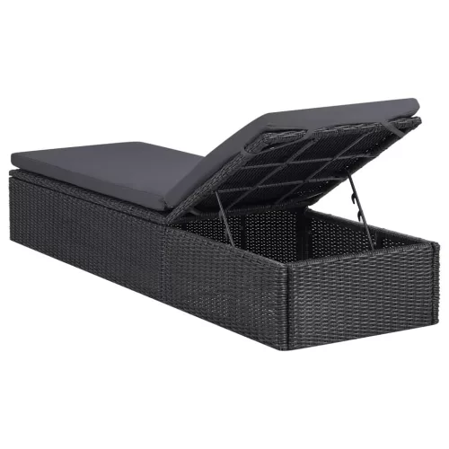  sötétszürke polyrattan napozóágy