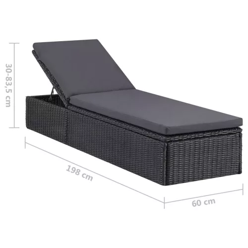  sötétszürke polyrattan napozóágy