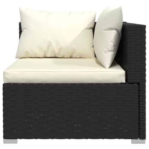  8 részes fekete polyrattan kerti ülőgarnitúra párnákkal