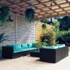  8 részes fekete polyrattan kerti ülőgarnitúra párnákkal
