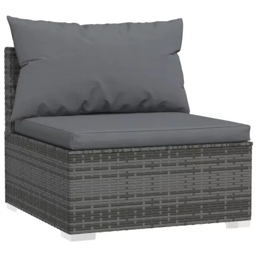  9 részes szürke polyrattan kerti ülőgarnitúra párnákkal