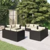  8 részes fekete polyrattan kerti ülőgarnitúra párnákkal