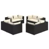  8 részes fekete polyrattan kerti ülőgarnitúra párnákkal