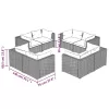  8 részes fekete polyrattan kerti ülőgarnitúra párnákkal