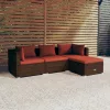  4 részes barna polyrattan kerti bútorszett párnákkal