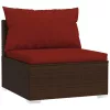  4 részes barna polyrattan kerti bútorszett párnákkal