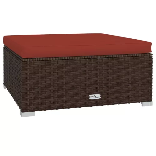  4 részes barna polyrattan kerti bútorszett párnákkal