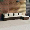  5 részes barna polyrattan kerti ülőgarnitúra párnákkal