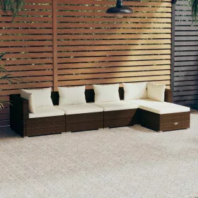    5 részes barna polyrattan kerti ülőgarnitúra párnákkal