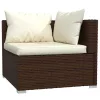  5 részes barna polyrattan kerti ülőgarnitúra párnákkal