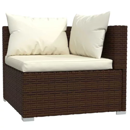  5 részes barna polyrattan kerti ülőgarnitúra párnákkal