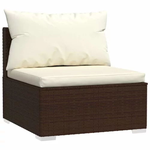  5 részes barna polyrattan kerti ülőgarnitúra párnákkal