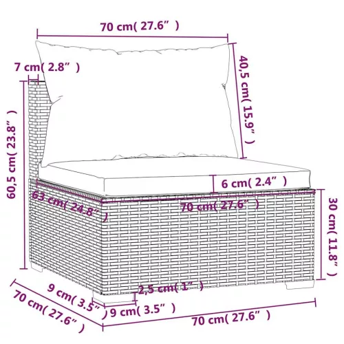  5 részes fekete polyrattan kerti ülőgarnitúra párnákkal