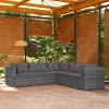  5 részes szürke polyrattan kerti ülőgarnitúra párnákkal