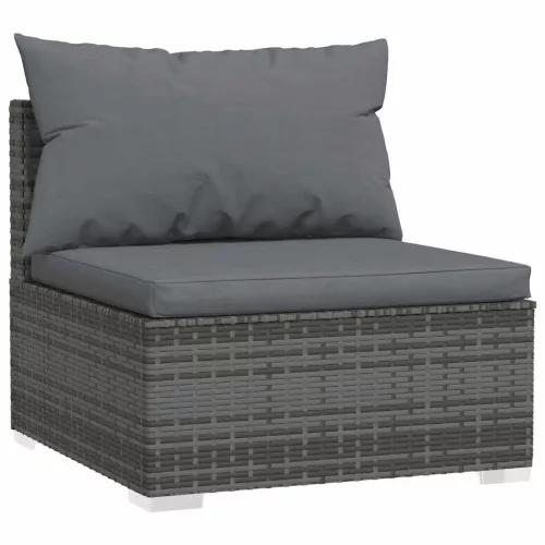  5 részes szürke polyrattan kerti ülőgarnitúra párnákkal
