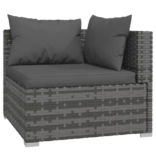  5 részes szürke polyrattan kerti ülőgarnitúra párnákkal