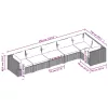  6 részes fekete polyrattan kerti ülőgarnitúra párnákkal