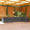  6 részes szürke polyrattan kerti ülőgarnitúra párnákkal