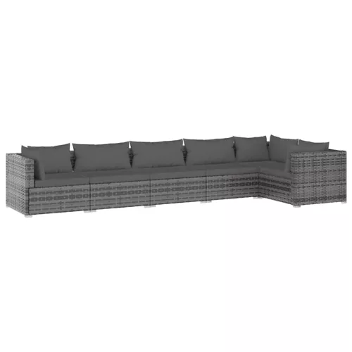  6 részes szürke polyrattan kerti ülőgarnitúra párnákkal